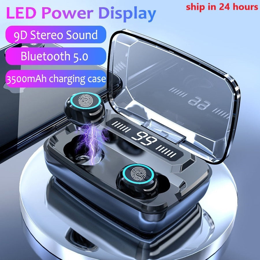 3500mAh LED Bluetooth s Earphones TWS  Sport Headset Noise Cancel