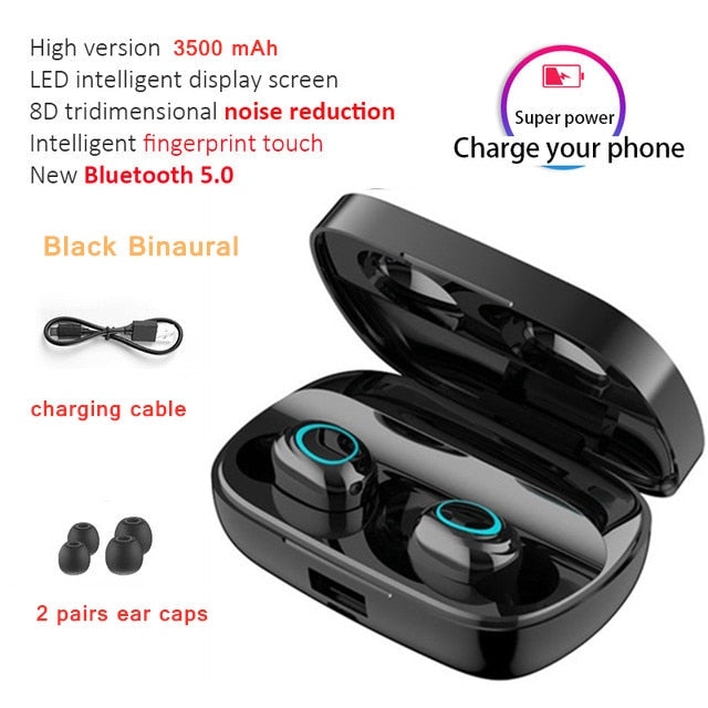 3500mAh LED Bluetooth s Earphones TWS  Sport Headset Noise Cancel