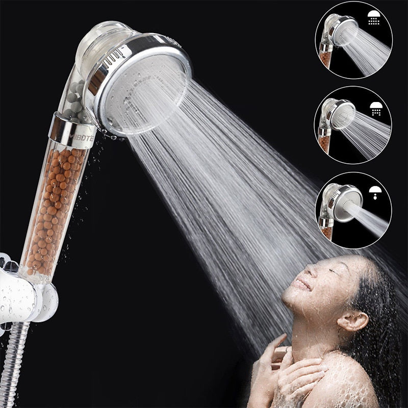 Shower Bath Head Adjustable 3 Mode High Pressure Stone Stream